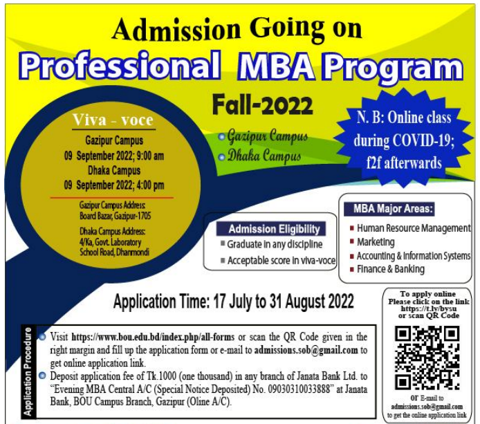 BOU Professional MBA Admission (Fall-2022) 1